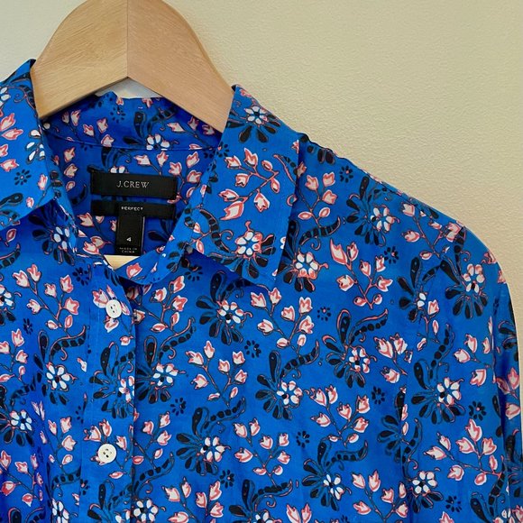 Silk Floral J.Crew Button Up Shirt - Picture 1 of 3